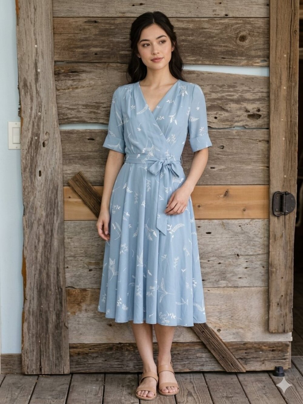 Wardrobe NWT Size XS Pale Blue Vintage Style Flowy Dress